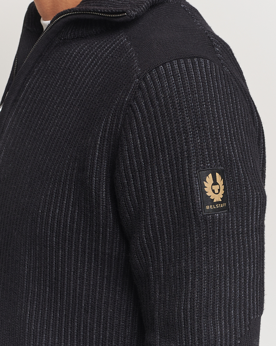 Hombres | Jerséis y prendas de punto | Belstaff | Stanley Cotton/Wool Quarter Zip Black