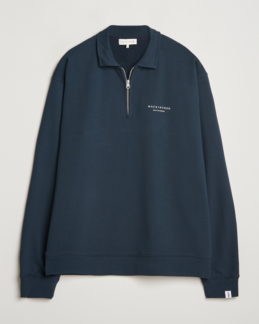 Hombres | Jerséis y prendas de punto | Mackintosh | Rain Shine Zip Sweatshirt Navy
