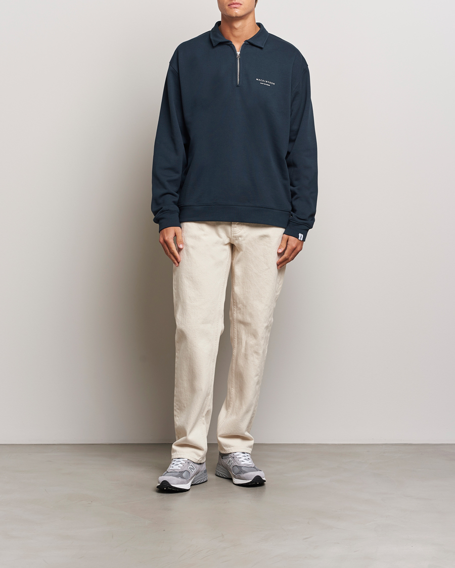 Hombres | Jerséis y prendas de punto | Mackintosh | Rain Shine Zip Sweatshirt Navy