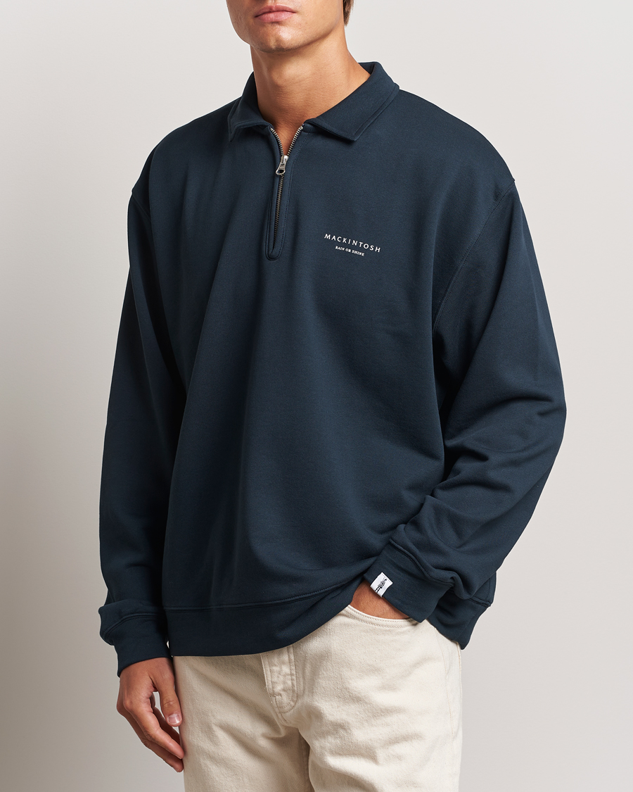 Hombres | Jerséis y prendas de punto | Mackintosh | Rain Shine Zip Sweatshirt Navy
