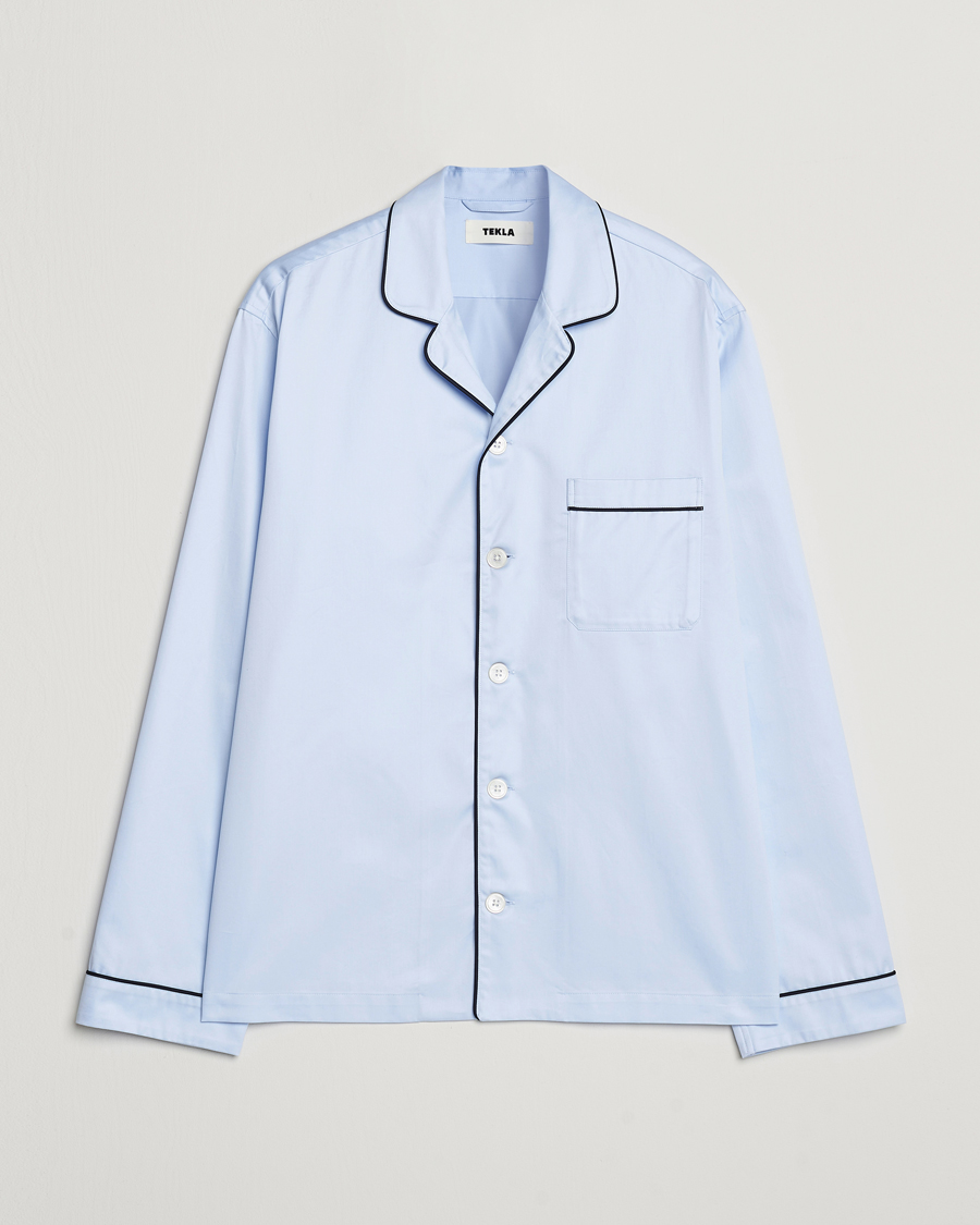 Hombres | Pijamas y batas | Tekla | Sateen Pyjama Shirt Bellhop Blue