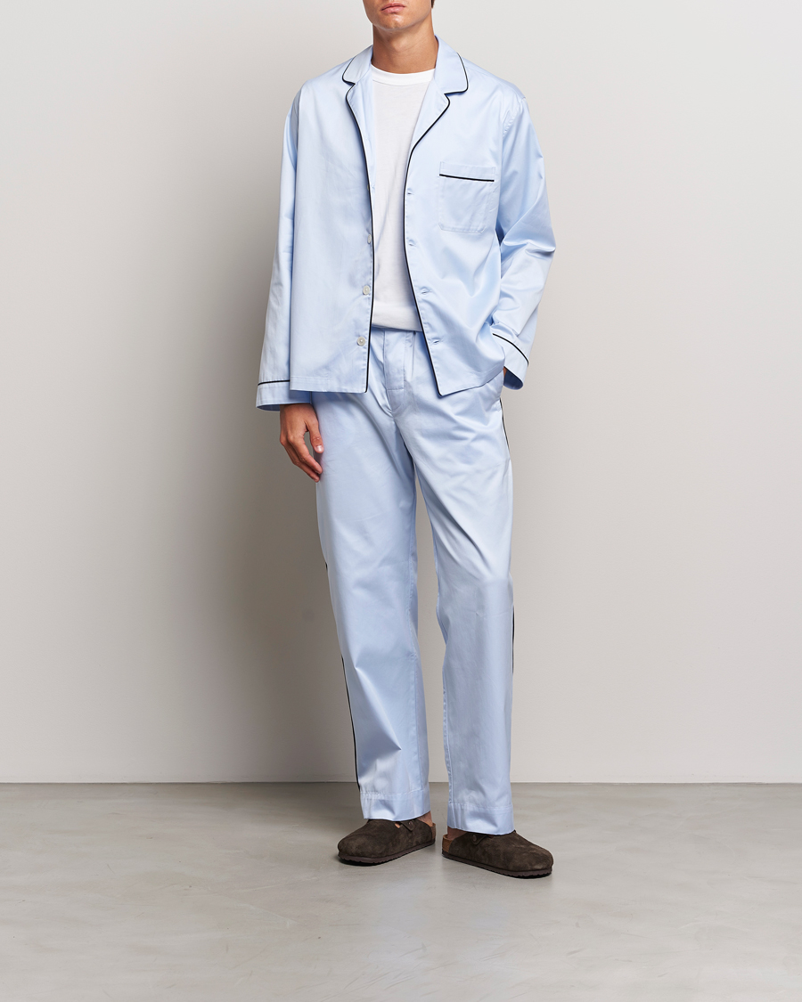 Hombres | Pijamas y batas | Tekla | Sateen Pyjama Shirt Bellhop Blue