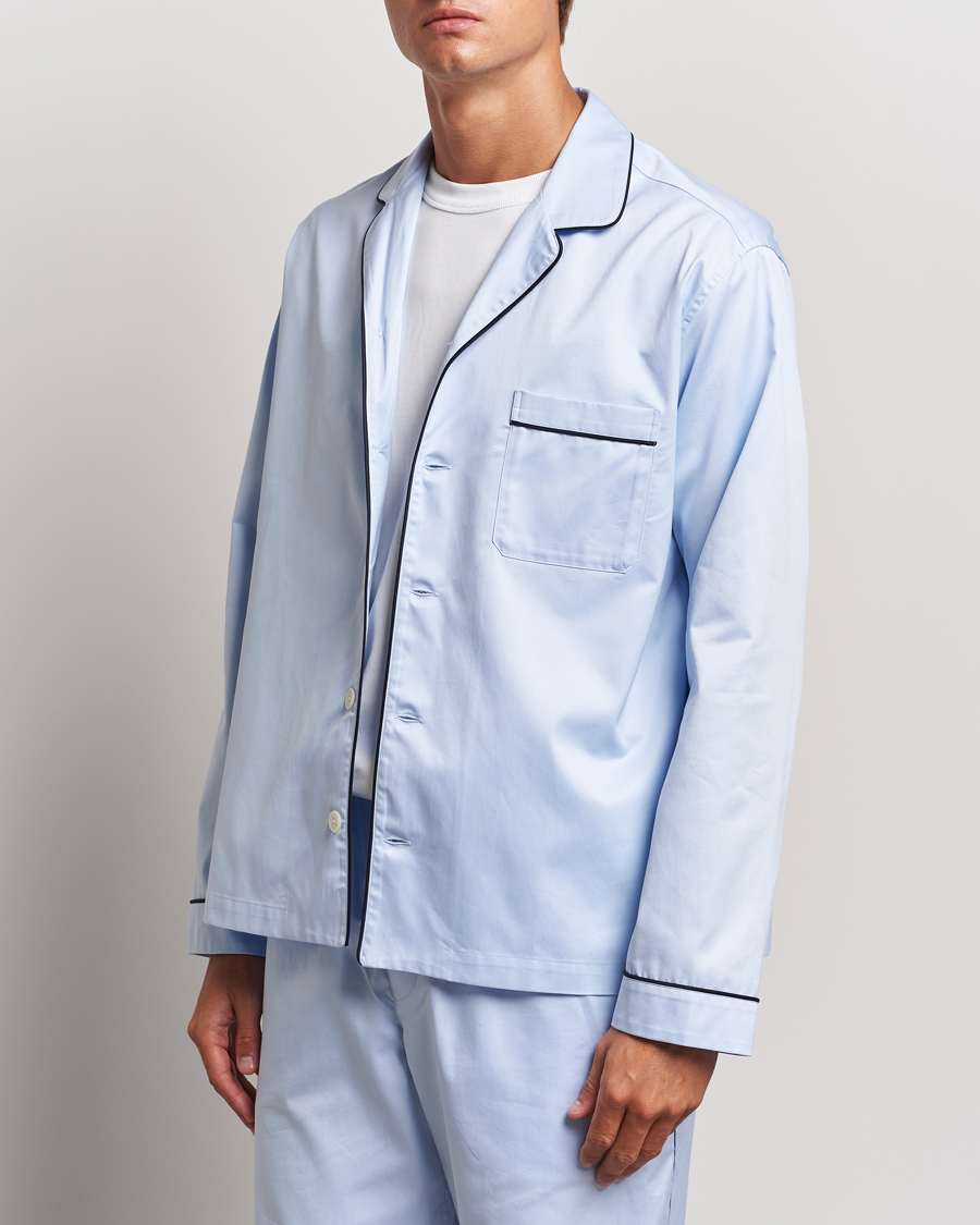 Hombres | Pijamas y batas | Tekla | Sateen Pyjama Shirt Bellhop Blue