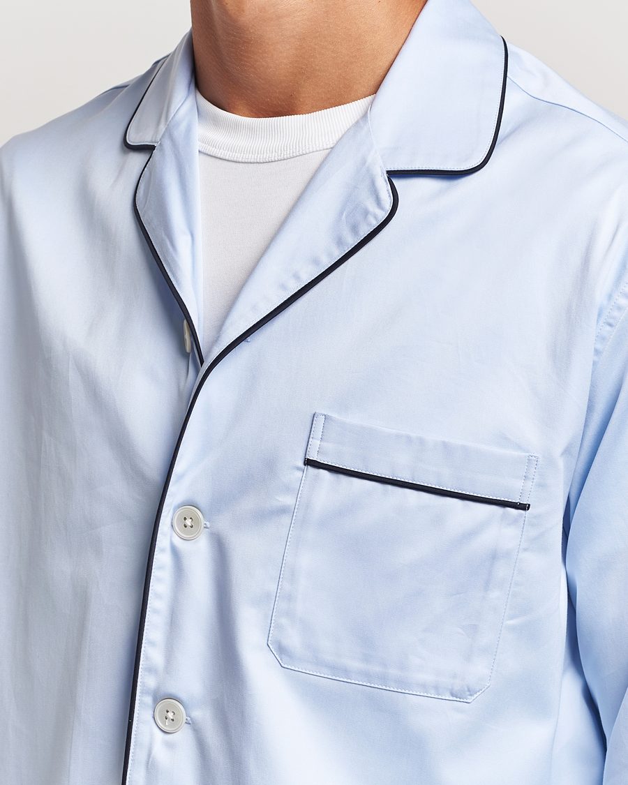 Hombres | Pijamas y batas | Tekla | Sateen Pyjama Shirt Bellhop Blue