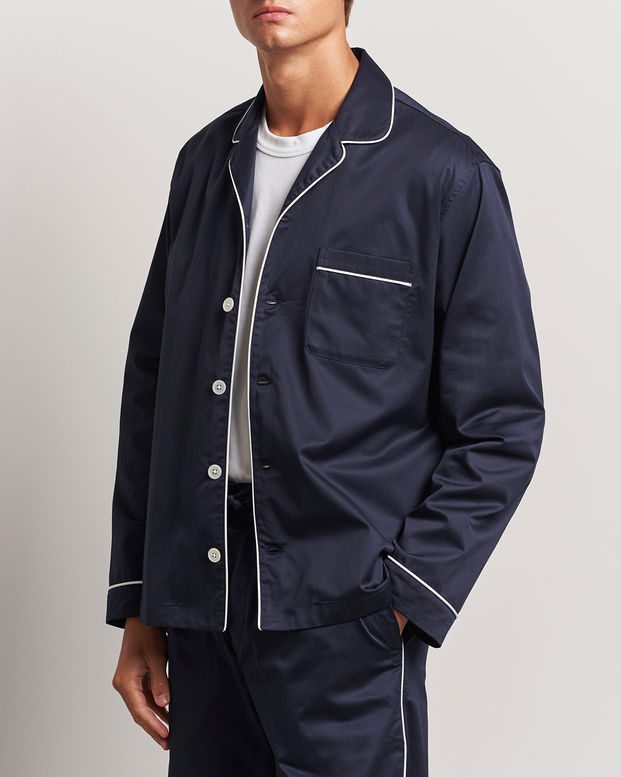 Hombres | Pijamas y batas | Tekla | Sateen Pyjama Shirt Chelsea Navy