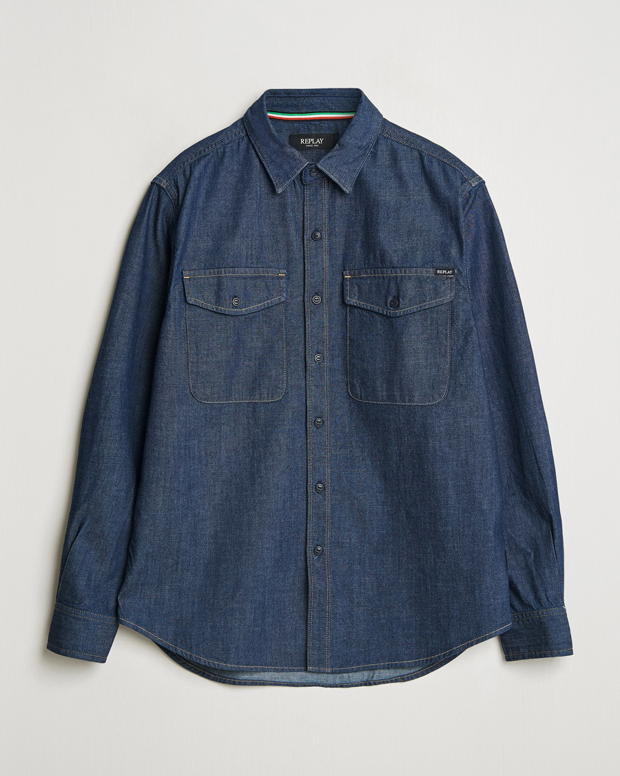Hombres | Camisas | Replay | Denim Shirt Dark Blue