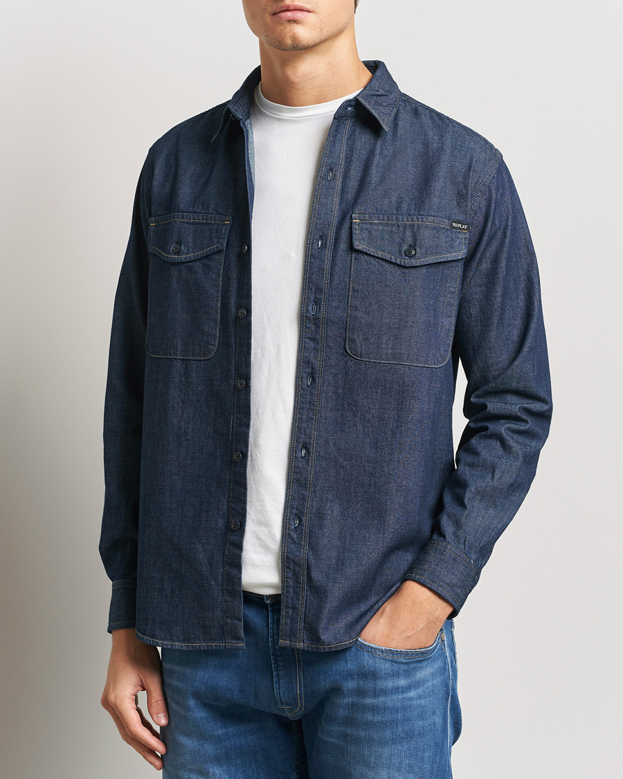 Hombres | Camisas | Replay | Denim Shirt Dark Blue