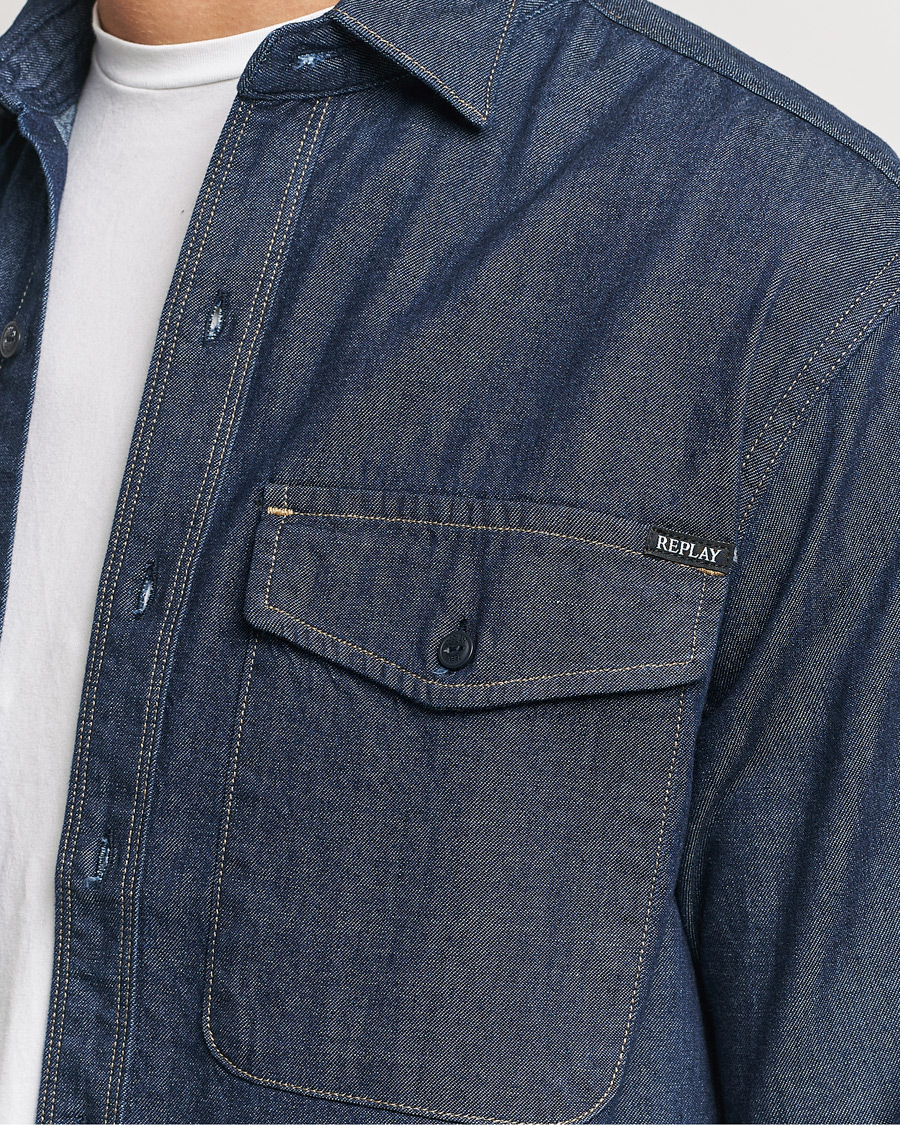 Hombres | Camisas | Replay | Denim Shirt Dark Blue