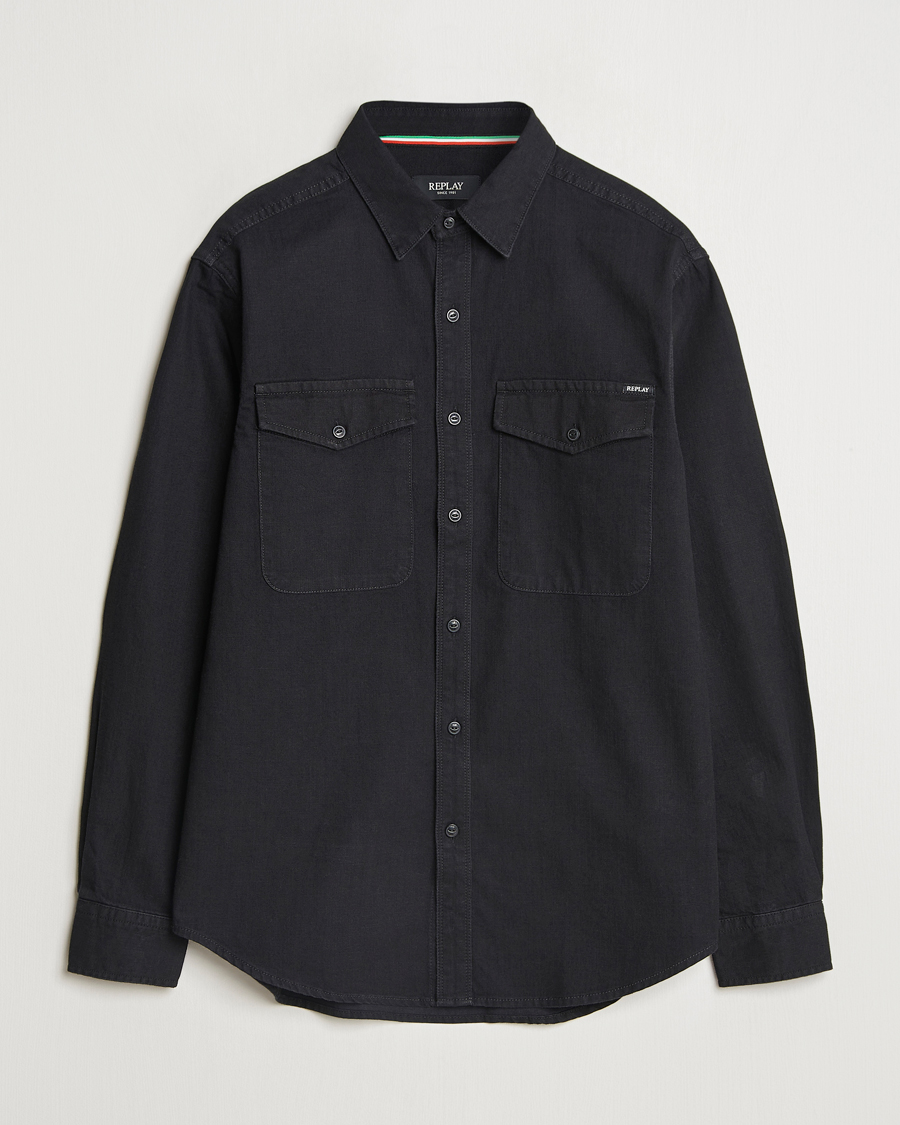 Hombres | Camisas | Replay | Denim Shirt Washed Black