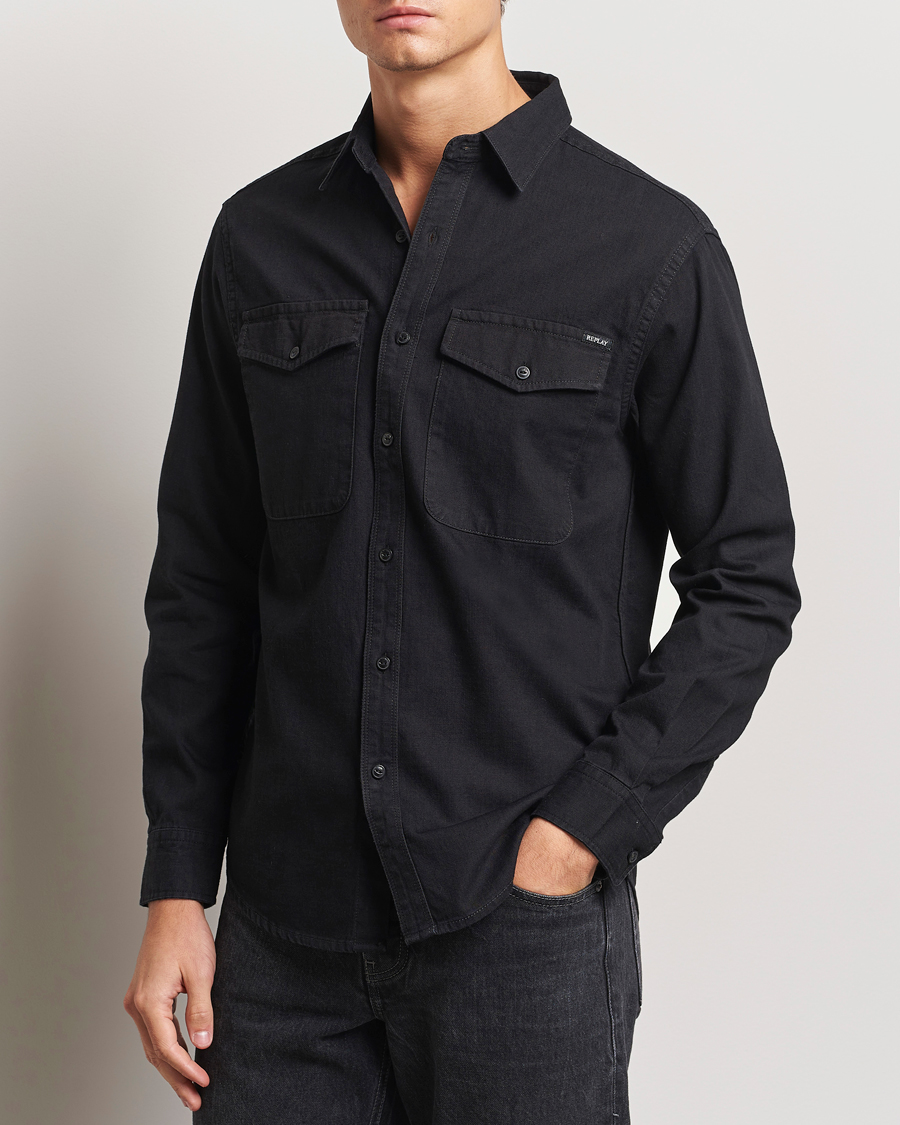 Hombres | Camisas | Replay | Denim Shirt Washed Black