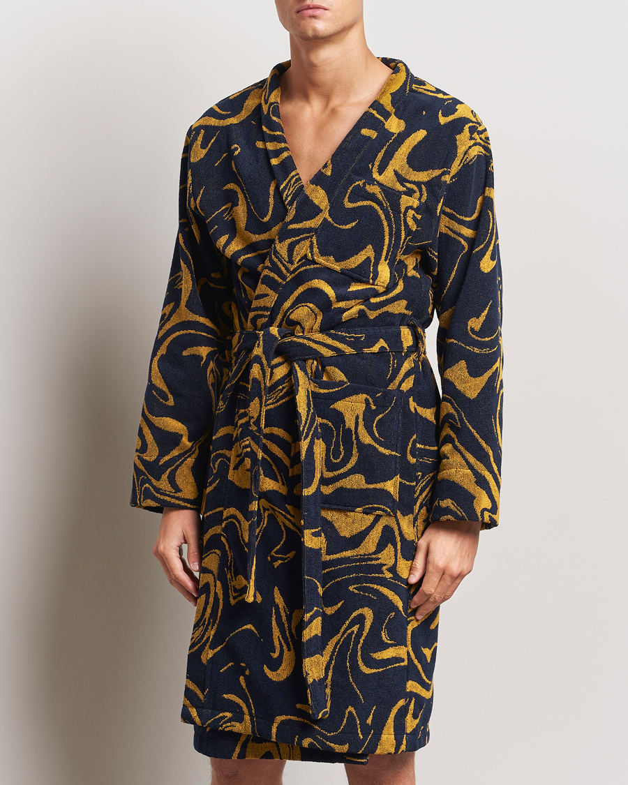 Hombres | Pijamas y batas | OAS | Marble Robe Black/Yellow