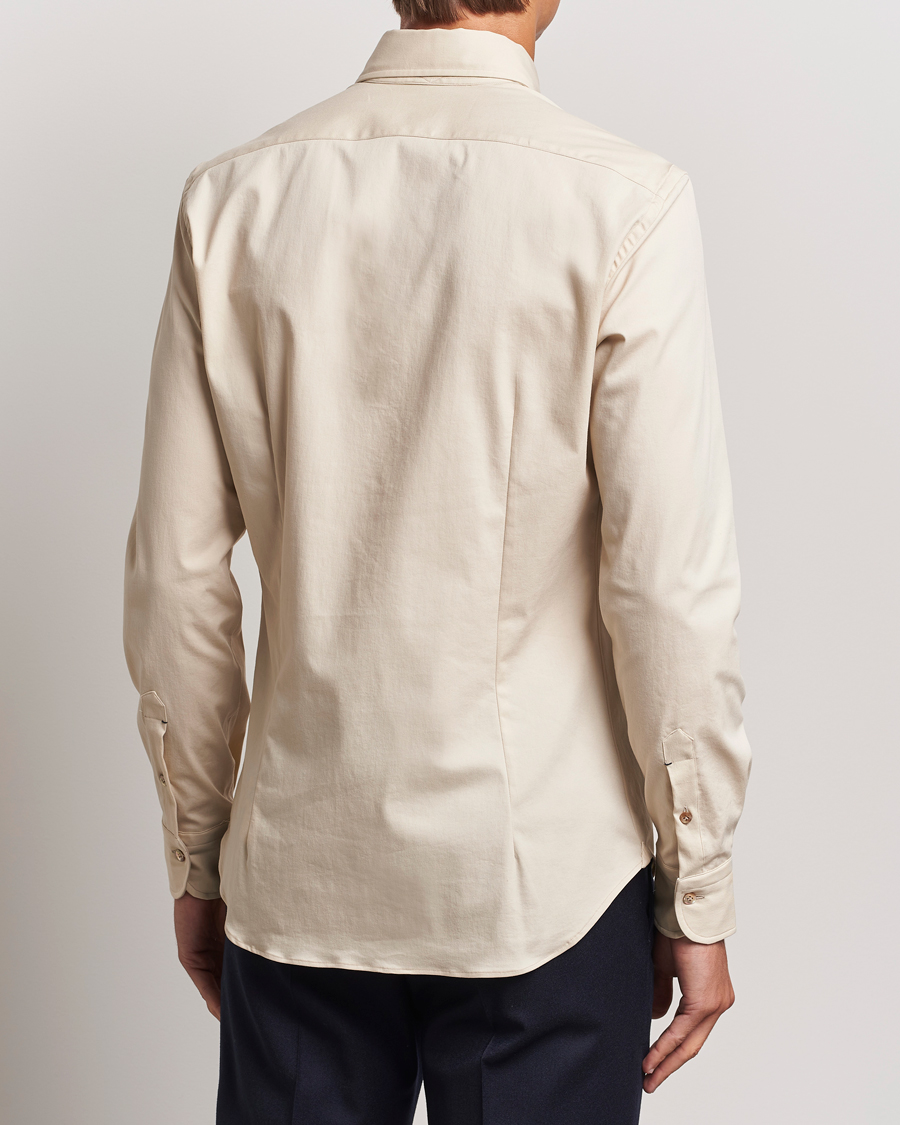 Hombres | Camisas | Mazzarelli | Soft Garment Dyed Button Down Shirt Beige