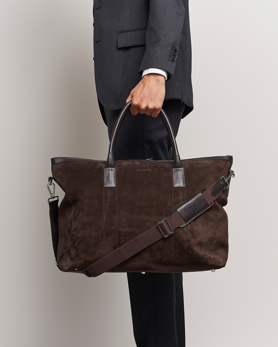 Hombres |  | Oscar Jacobson | Weekend Bag Soft Leather Chocolate Brown