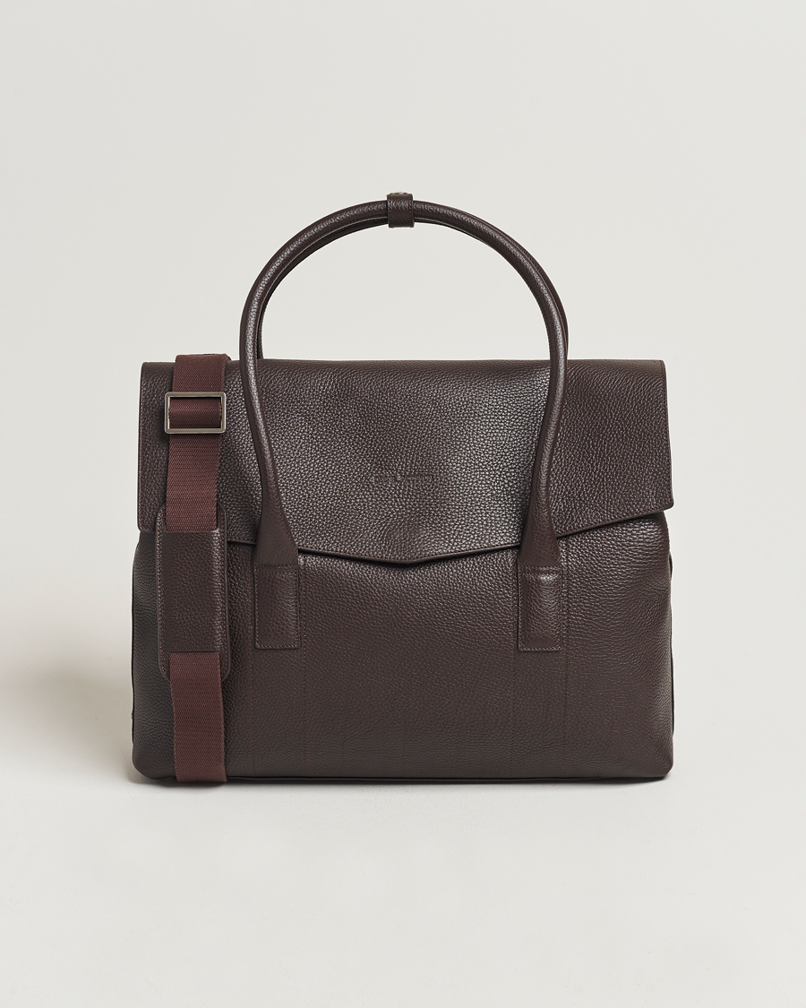 Hombres | Oscar Jacobson Overnight Leather Bag Dark Mud Brown | Oscar Jacobson | Overnight Leather Bag Dark Mud Brown