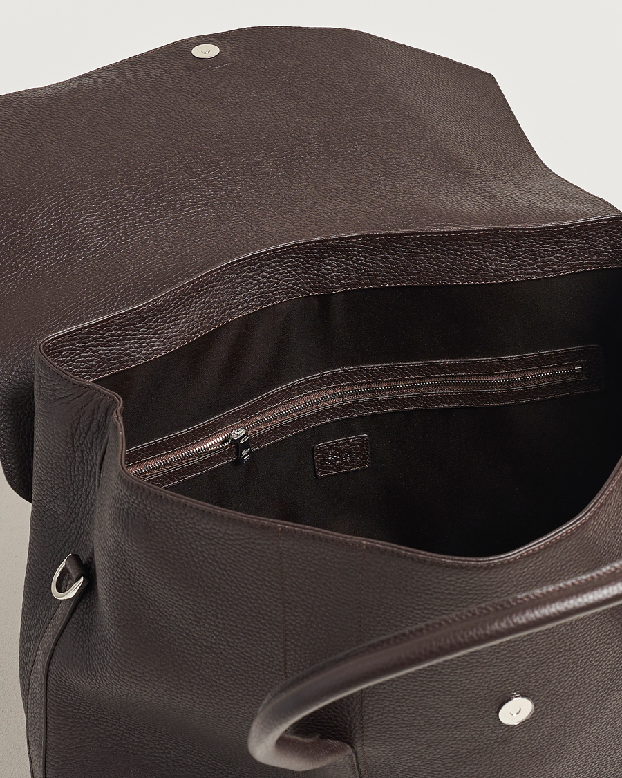 Hombres | Oscar Jacobson Overnight Leather Bag Dark Mud Brown | Oscar Jacobson | Overnight Leather Bag Dark Mud Brown