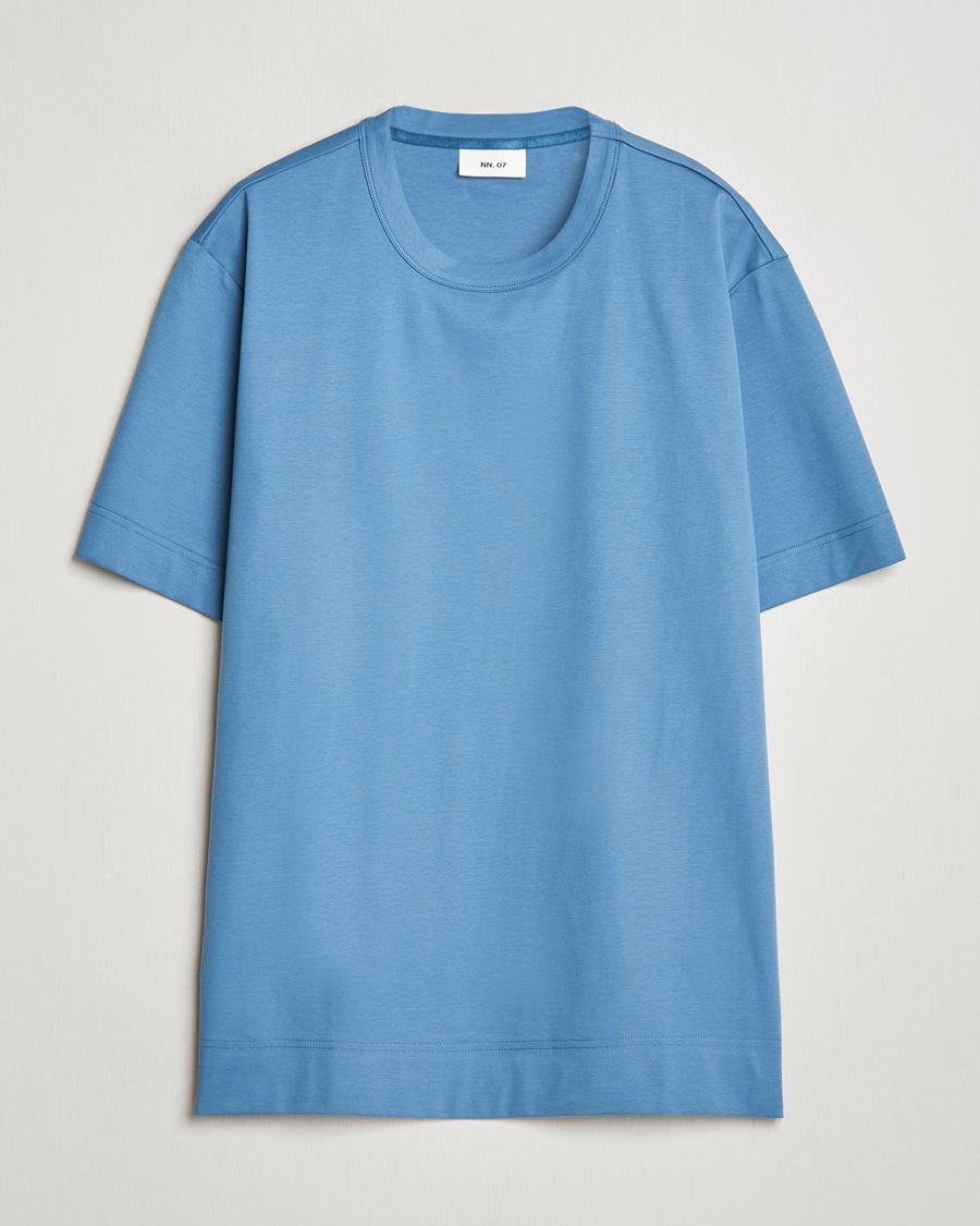 Hombres | Camisetas | NN07 | Pedro Mercerized Crew Neck T-Shirt Blue Jasper