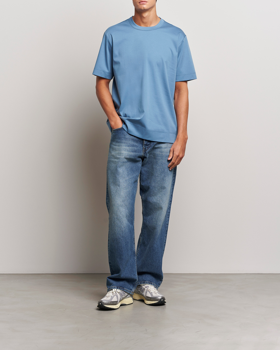Hombres | Camisetas | NN07 | Pedro Mercerized Crew Neck T-Shirt Blue Jasper