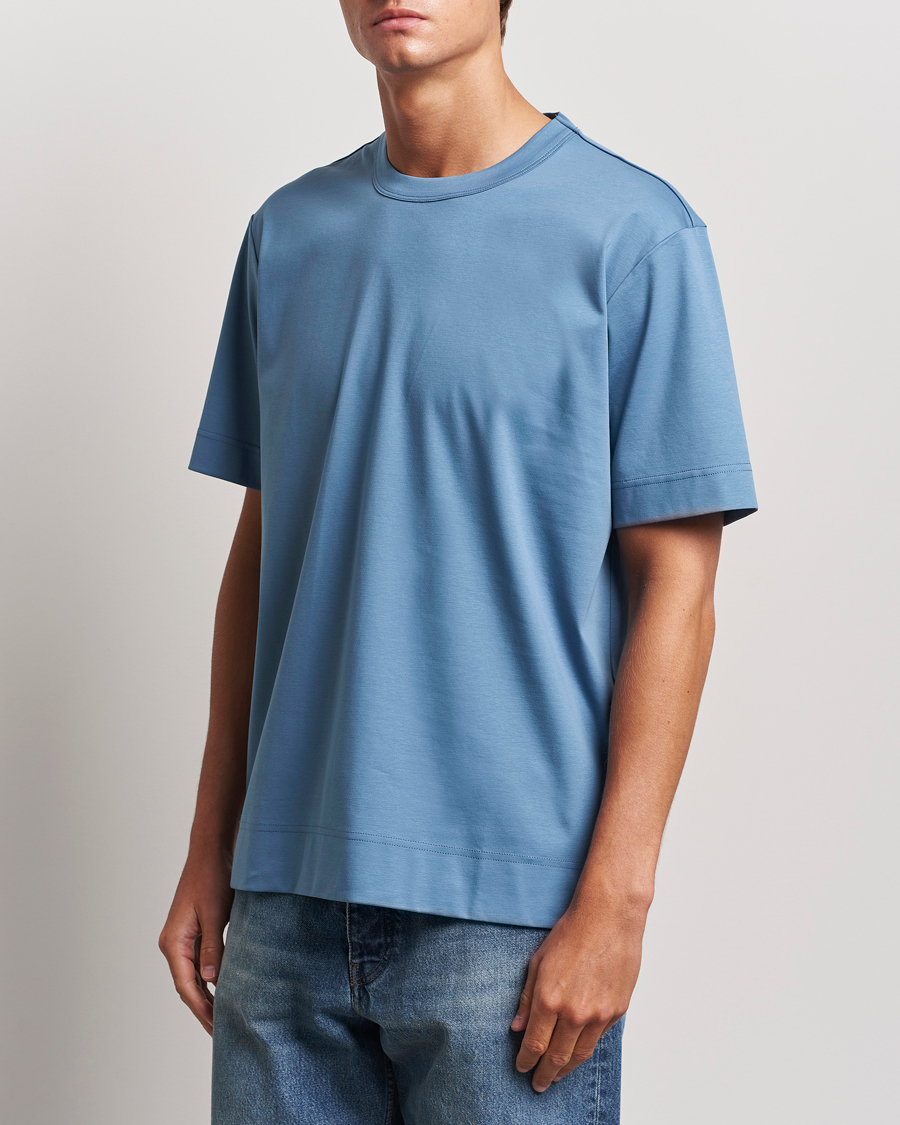 Hombres | Camisetas | NN07 | Pedro Mercerized Crew Neck T-Shirt Blue Jasper