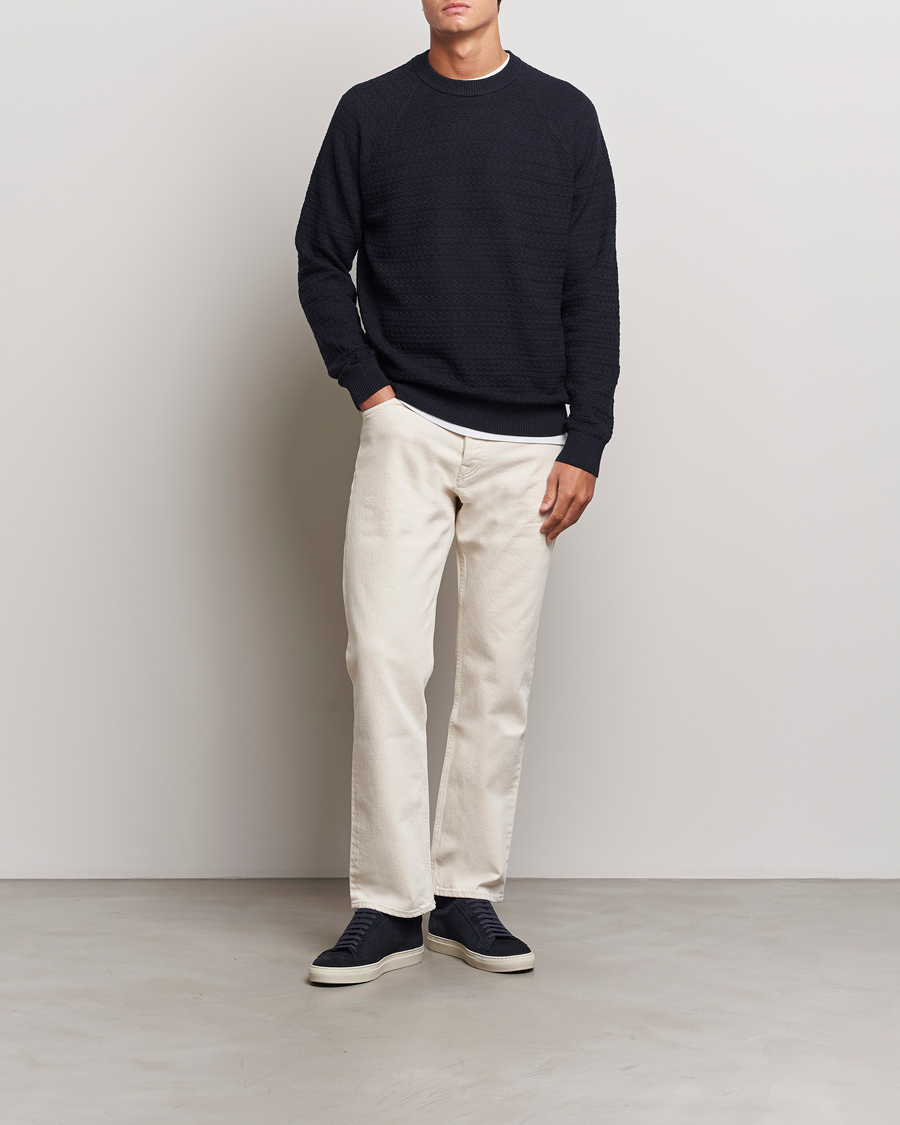 Hombres | Jerséis y prendas de punto | NN07 | Collin Structured Knitted Sweater Navy Blue