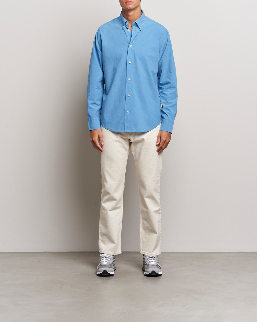 Hombres | Camisas | NN07 | Colby Lyocell/Cotton Button Down Shirt Blue Jasper