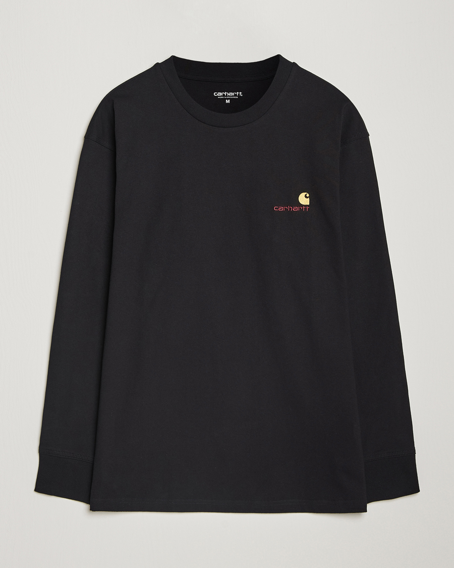 Hombres | Camisetas | Carhartt WIP | American Script Long Sleeve T-Shirt Black