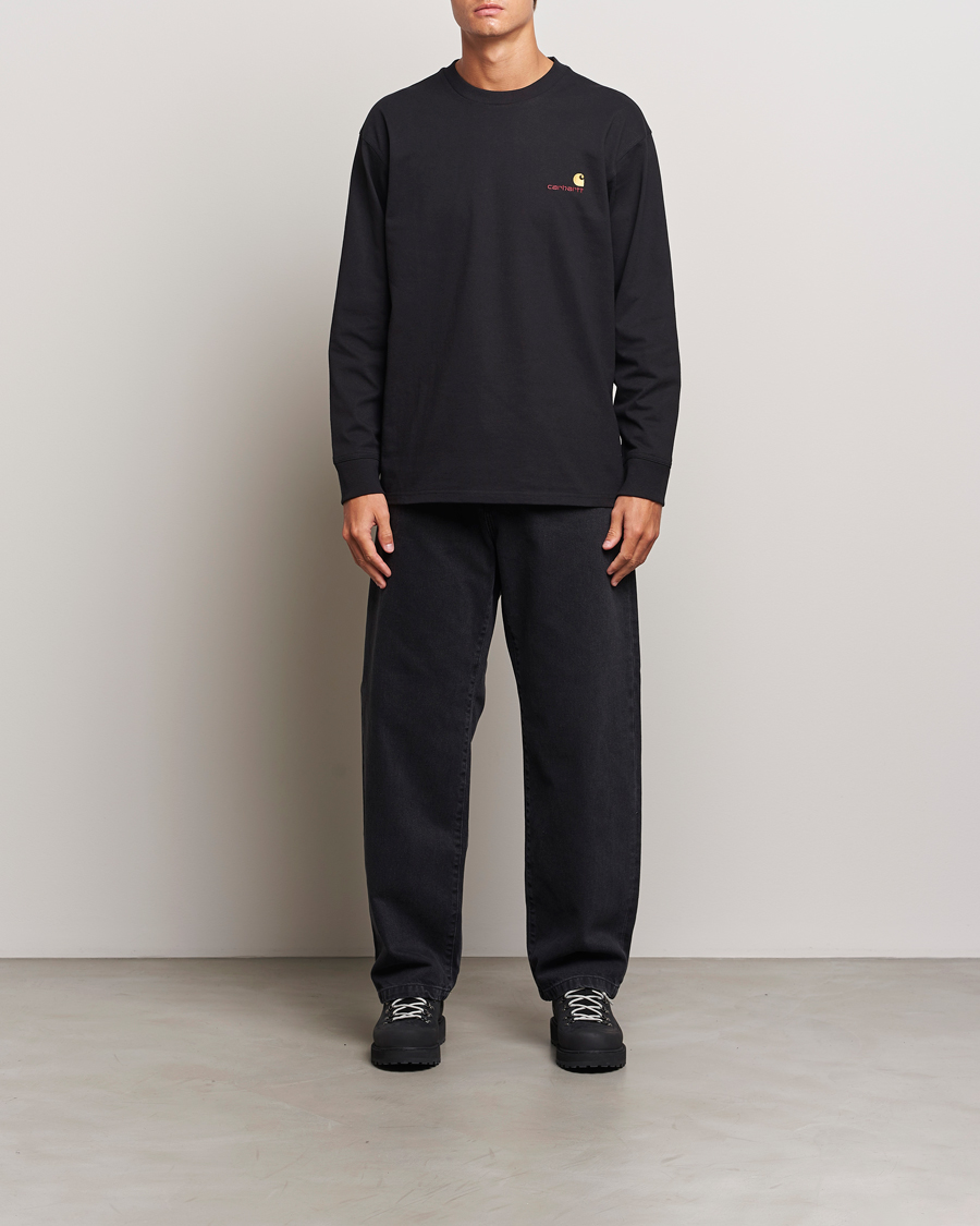 Hombres | Camisetas | Carhartt WIP | American Script Long Sleeve T-Shirt Black