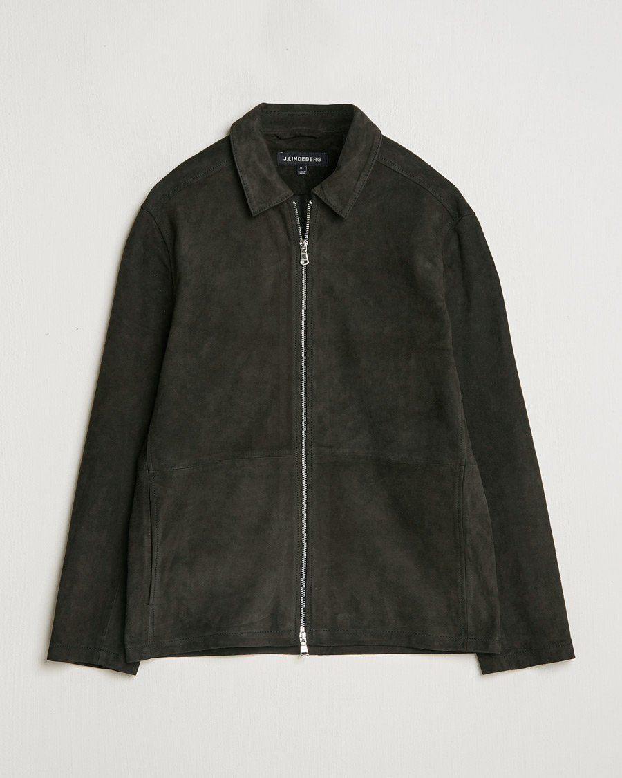Hombres | Abrigos y chaquetas | J.Lindeberg | Jonah Suede Overshirt Washed Black