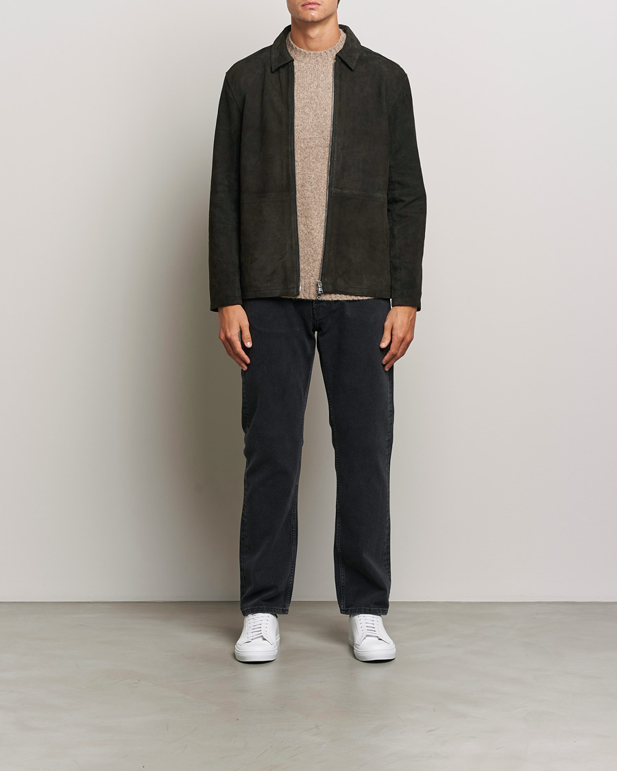Hombres | Abrigos y chaquetas | J.Lindeberg | Jonah Suede Overshirt Washed Black