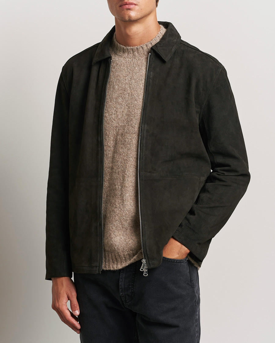 Hombres | Abrigos y chaquetas | J.Lindeberg | Jonah Suede Overshirt Washed Black