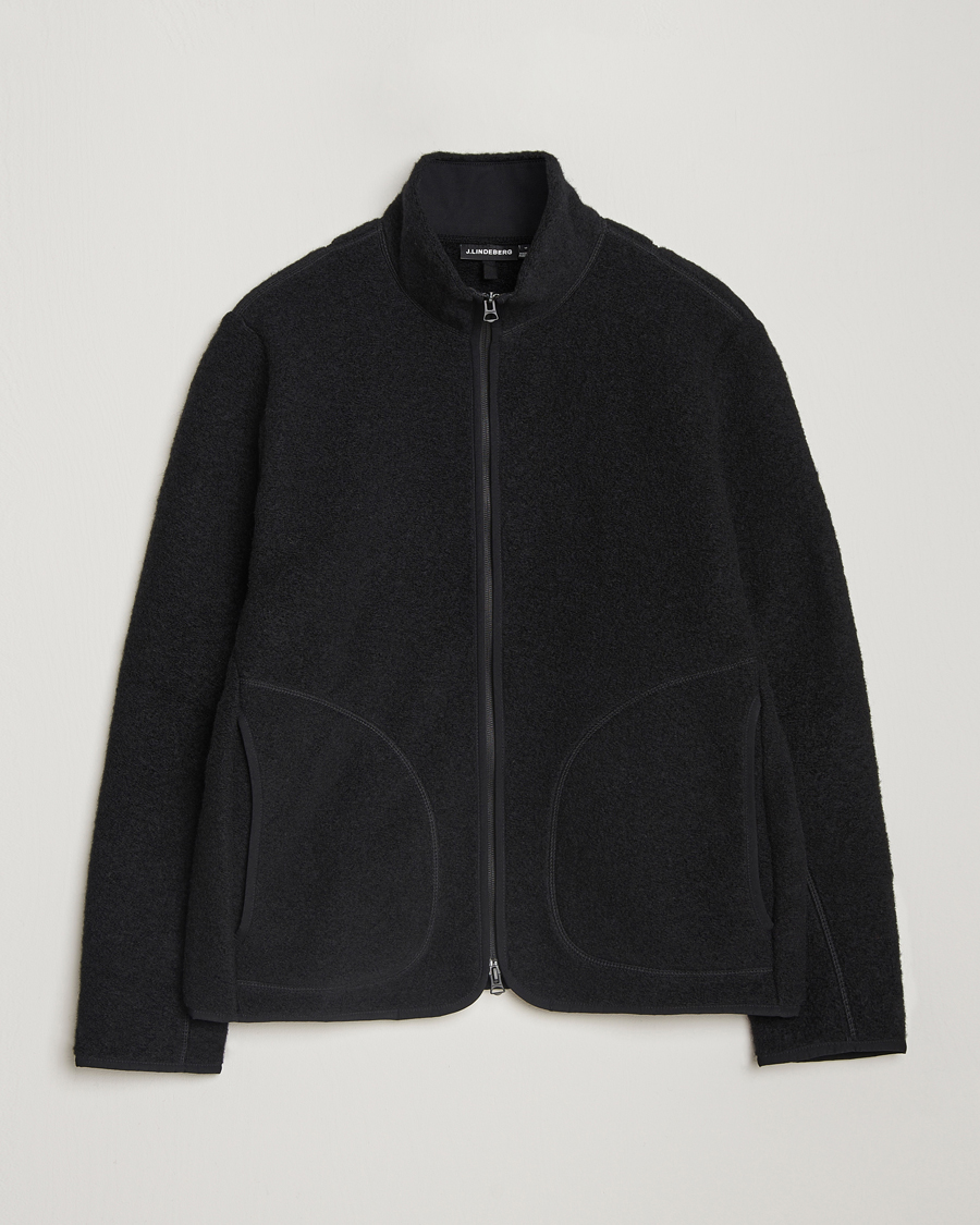 Hombres | Jerséis y prendas de punto | J.Lindeberg | Dustin Wool Fleece Jacket Black