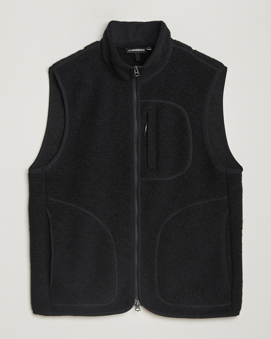 Hombres | Chalecos | J.Lindeberg | Duncan Wool Fleece Vest Black
