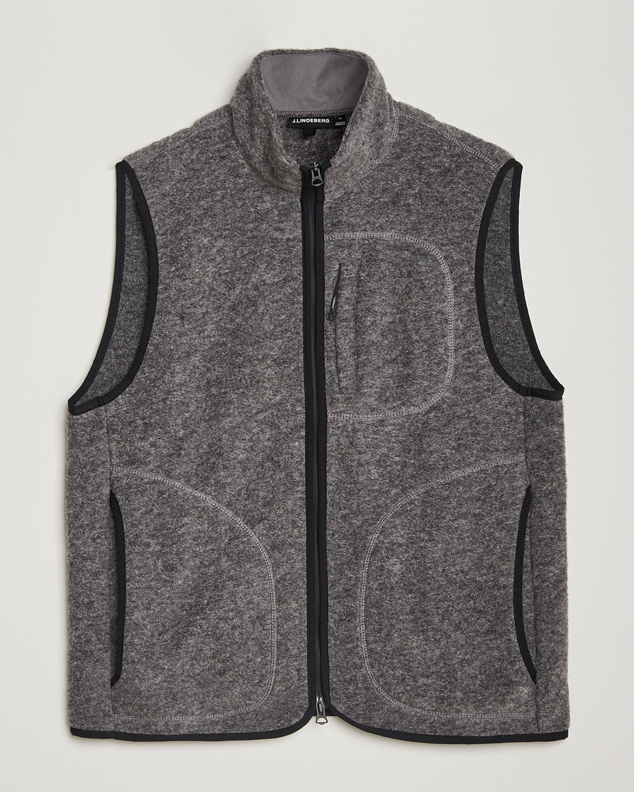 Hombres | Chalecos | J.Lindeberg | Duncan Wool Fleece Vest Light Grey Melange