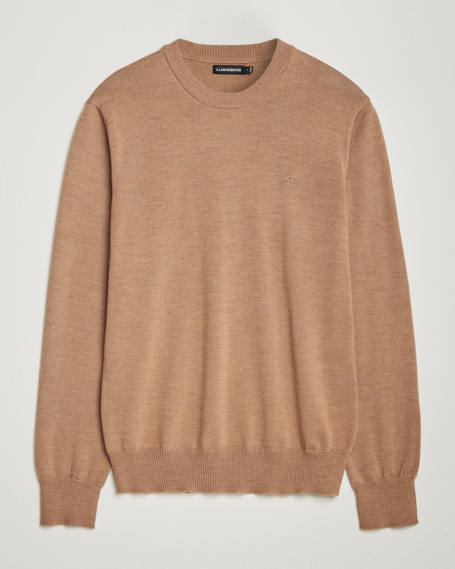 Hombres | Jerséis y prendas de punto | J.Lindeberg | Keane Merino Crew Neck Sweater Tiger Brown