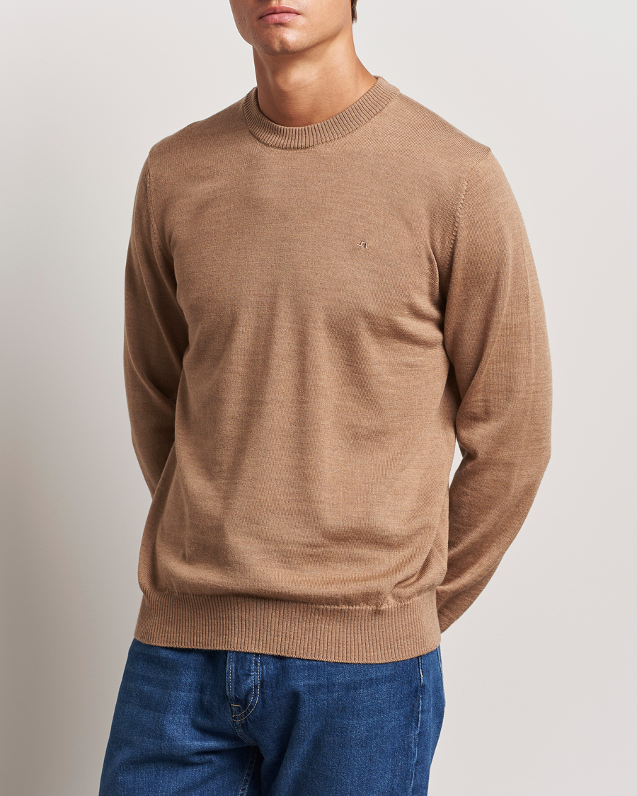 Hombres | Jerséis y prendas de punto | J.Lindeberg | Keane Merino Crew Neck Sweater Tiger Brown