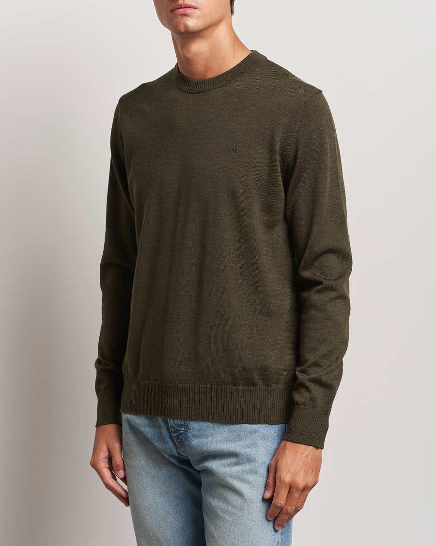 Hombres | Jerséis y prendas de punto | J.Lindeberg | Keane Merino Crew Neck Sweater Forest Green
