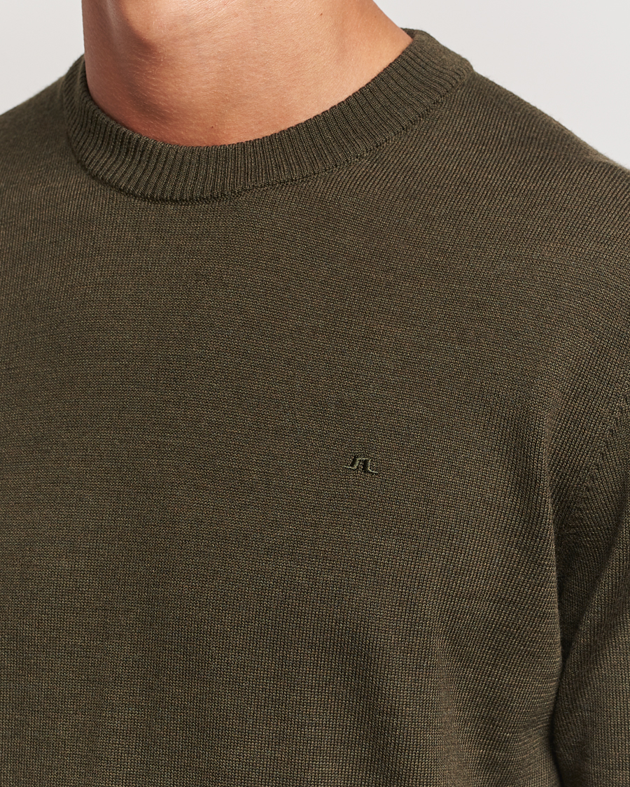 Hombres | Jerséis y prendas de punto | J.Lindeberg | Keane Merino Crew Neck Sweater Forest Green