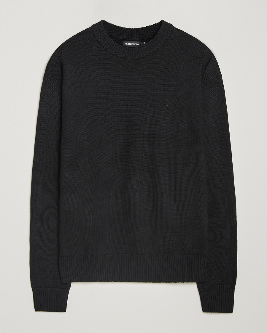 Hombres | Jerséis y prendas de punto | J.Lindeberg | Kino Merino Crew Neck Black