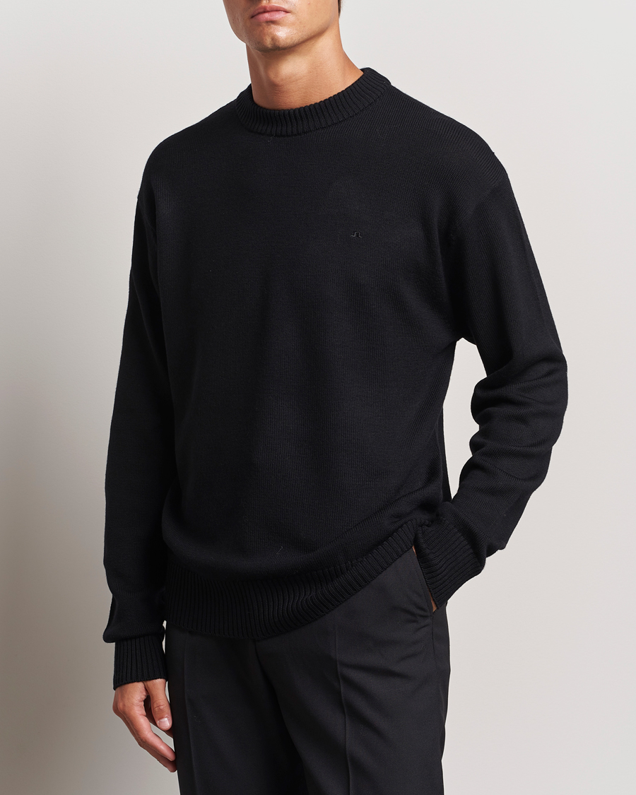 Hombres | Jerséis y prendas de punto | J.Lindeberg | Kino Merino Crew Neck Black