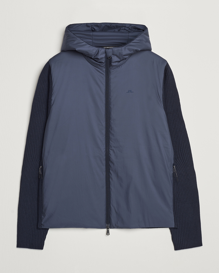 Hombres | Abrigos y chaquetas | J.Lindeberg | Thierry Hybrid Knit Hoodie Navy