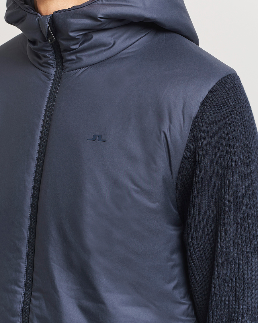 Hombres | Abrigos y chaquetas | J.Lindeberg | Thierry Hybrid Knit Hoodie Navy