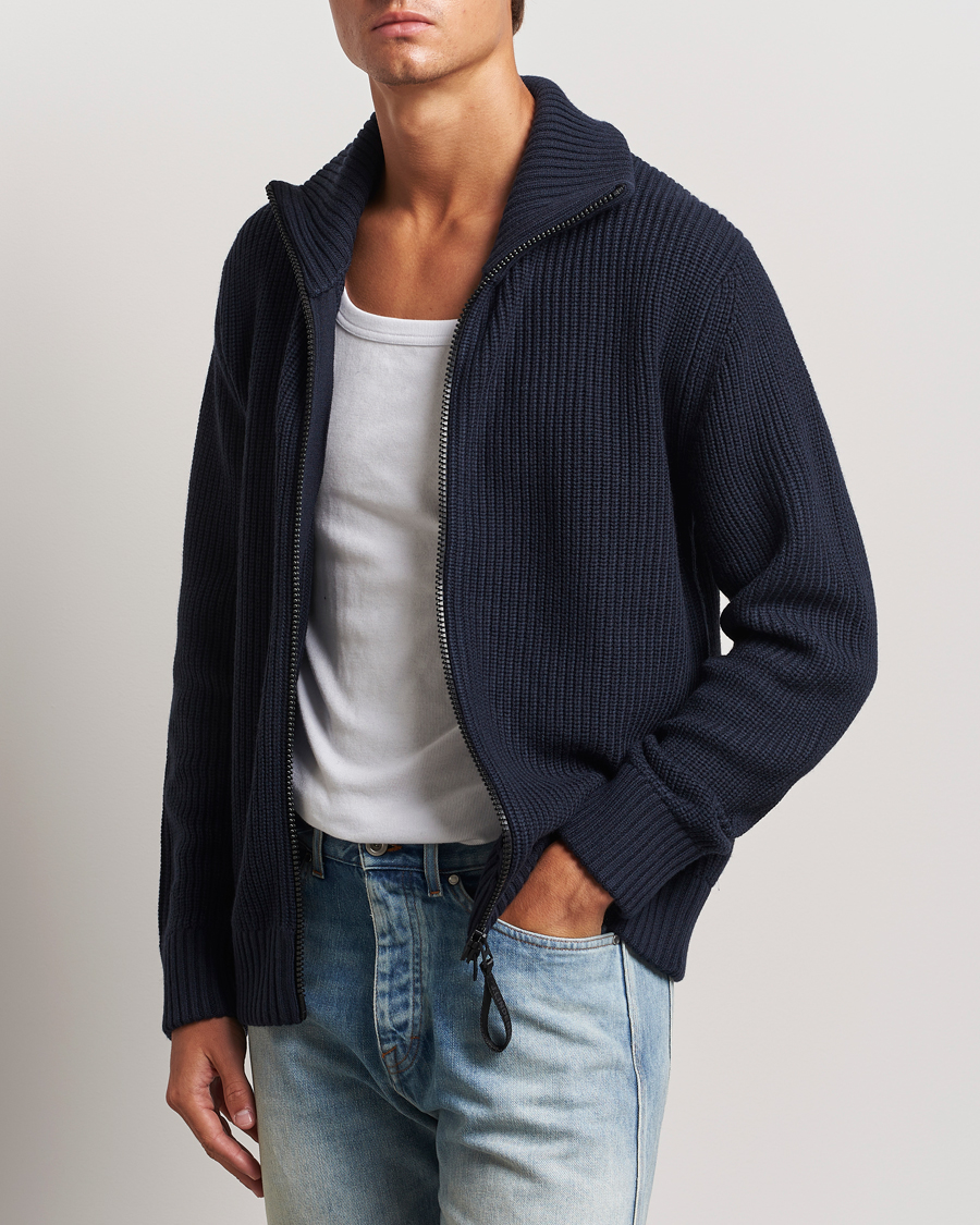 Hombres | Jerséis y prendas de punto | J.Lindeberg | Skyler Wool Blend Zip Cardigan Navy
