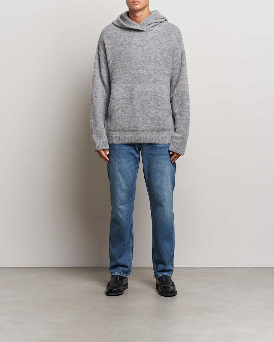 Hombres | Jerséis y prendas de punto | J.Lindeberg | Broon Alpaca Blend Hoodie Mid Grey Melange