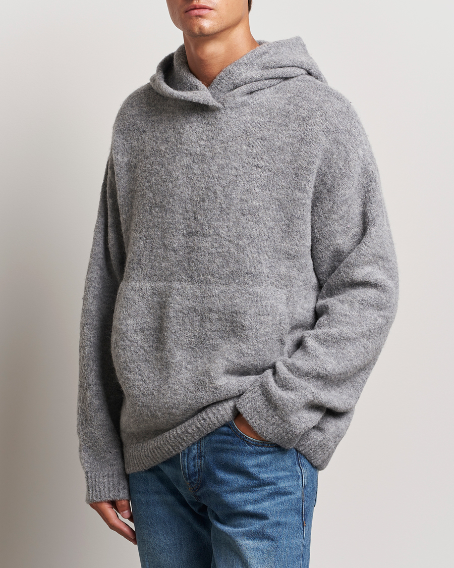 Hombres | Jerséis y prendas de punto | J.Lindeberg | Broon Alpaca Blend Hoodie Mid Grey Melange