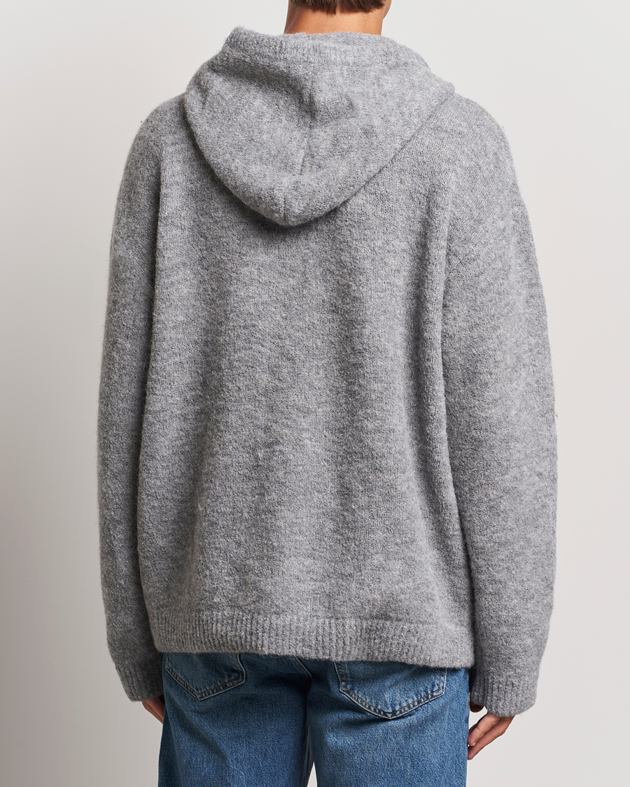 Hombres | Jerséis y prendas de punto | J.Lindeberg | Broon Alpaca Blend Hoodie Mid Grey Melange