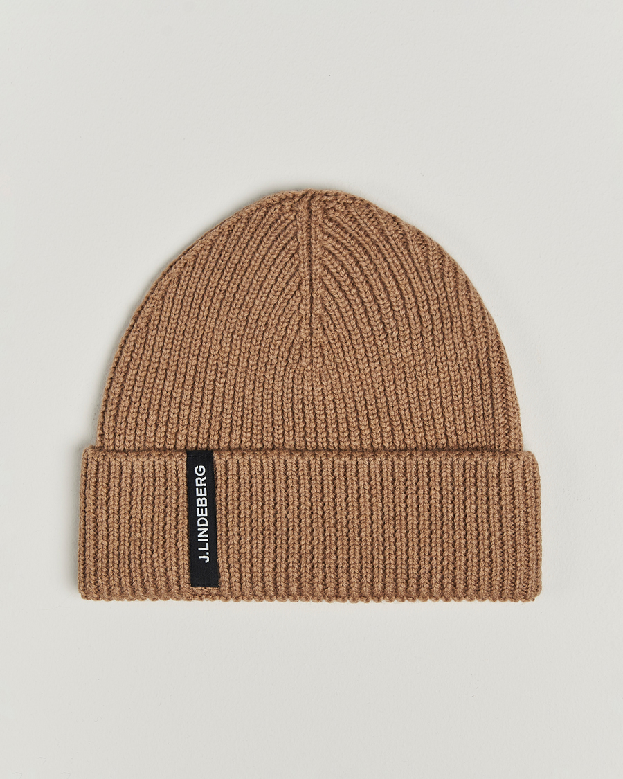 Hombres | J.Lindeberg Juan Merino Beanie Tiger Brown | J.Lindeberg | Juan Merino Beanie Tiger Brown