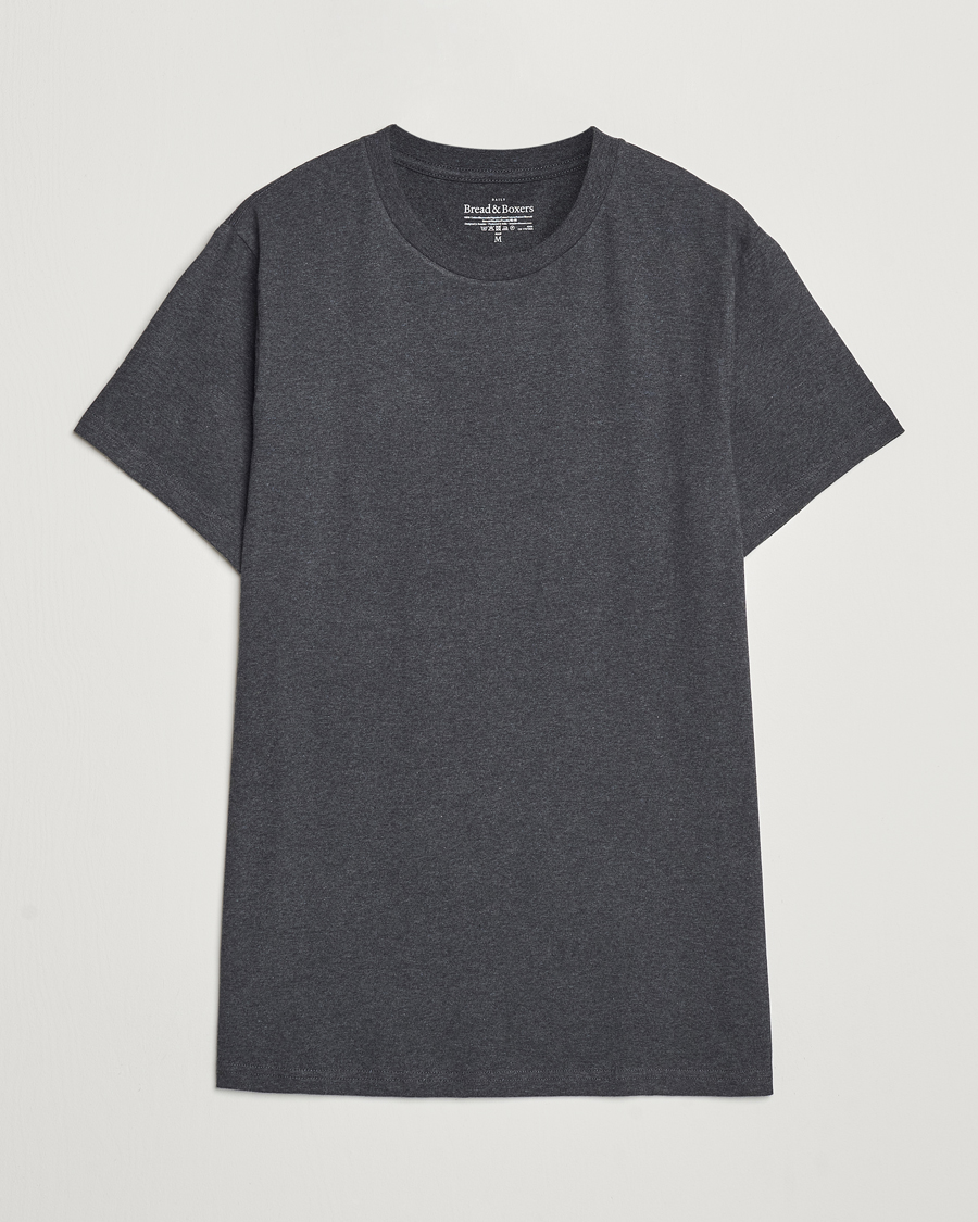 Hombres | Camisetas | Bread & Boxers | Heavy Cotton Crew Neck T-Shirt Dark Grey Melange