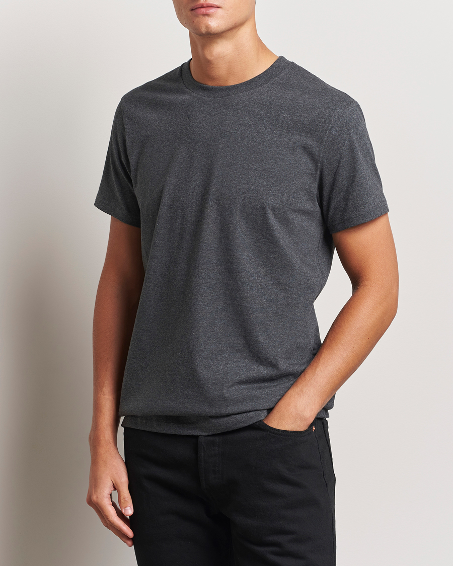 Hombres | Camisetas | Bread & Boxers | Heavy Cotton Crew Neck T-Shirt Dark Grey Melange