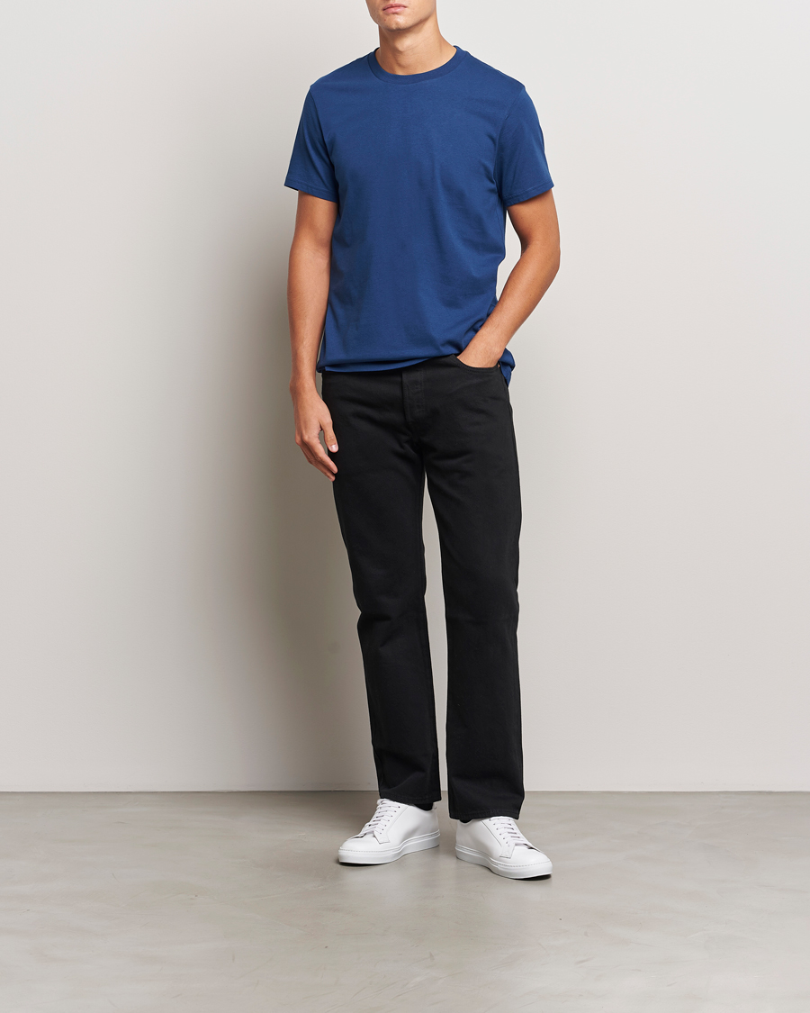 Hombres | Camisetas | Bread & Boxers | Heavy Cotton Crew Neck T-Shirt Ink Blue