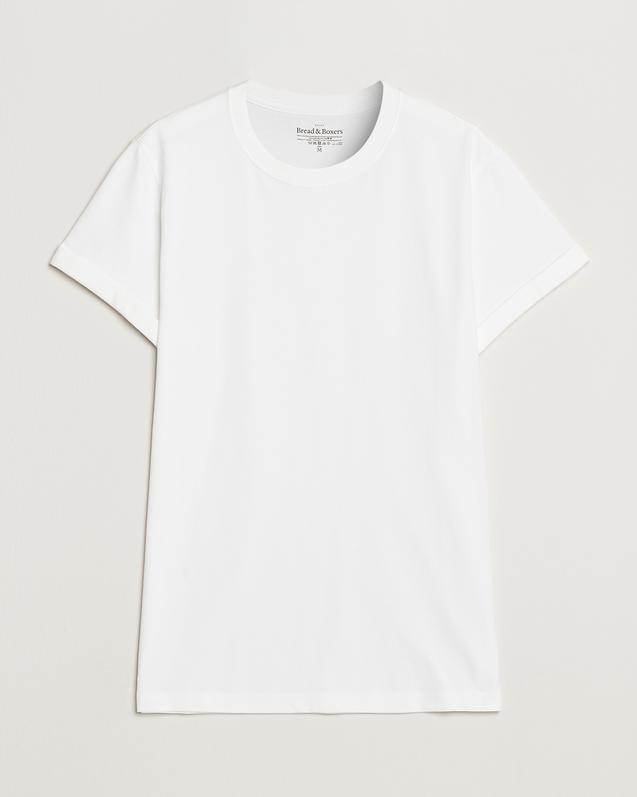 Hombres | Camisetas | Bread & Boxers | Roll-Up Crew Neck T-Shirt White