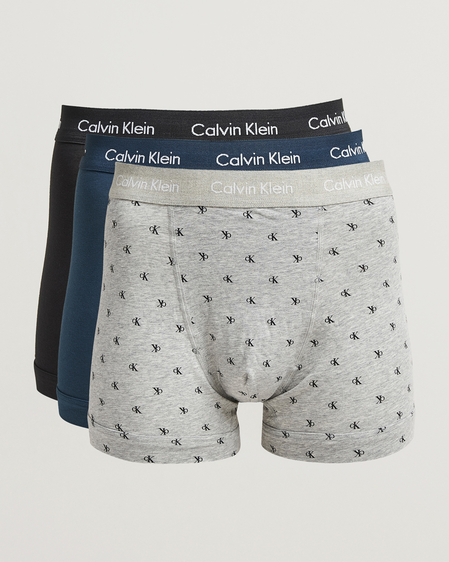 Hombres | Ropa interior y calcetines | Calvin Klein | Cotton Stretch 3-Pack Trunk Black/Grey/Blue